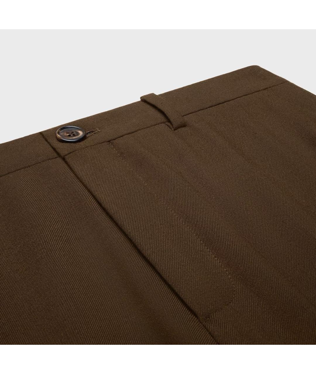 CELINE Коричневые шерстяные брюки широкие, фото 3