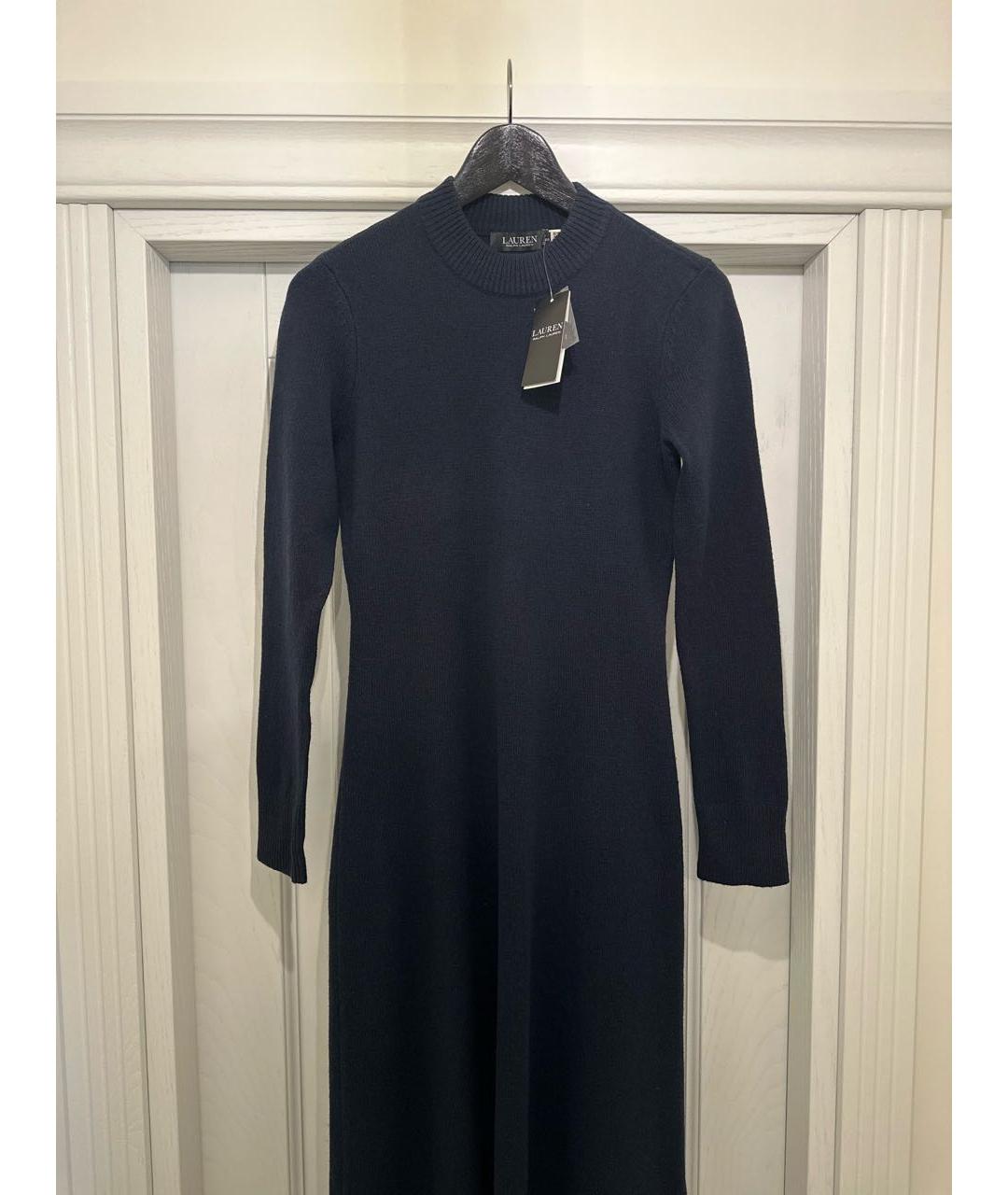 RALPH LAUREN Темно-синее шерстяное повседневное платье, фото 7