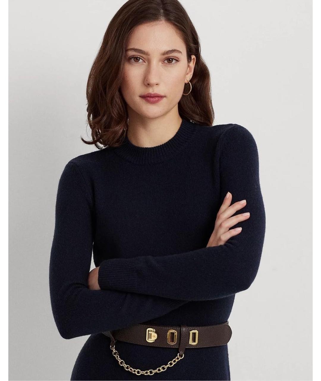 RALPH LAUREN Темно-синее шерстяное повседневное платье, фото 3