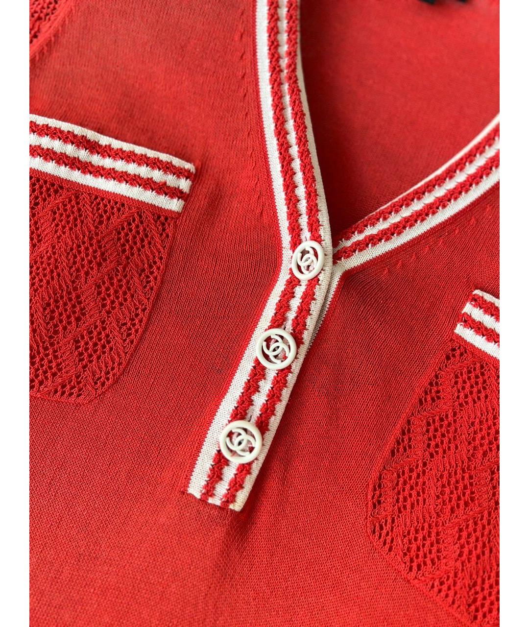 CHANEL Красное шелковое повседневное платье, фото 4