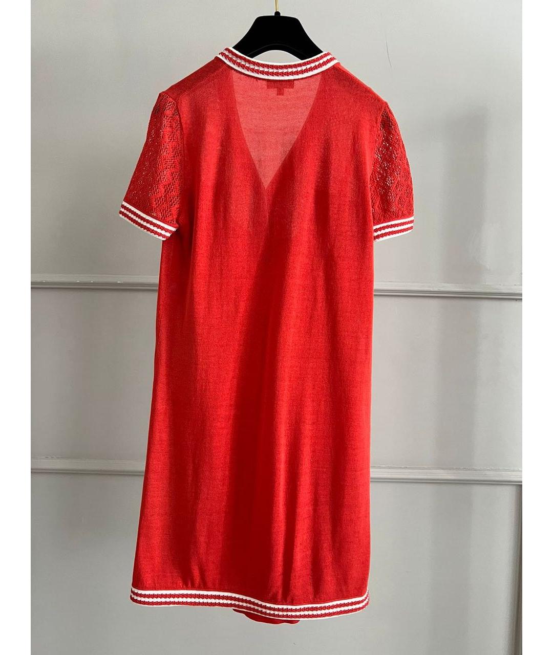 CHANEL Красное шелковое повседневное платье, фото 3