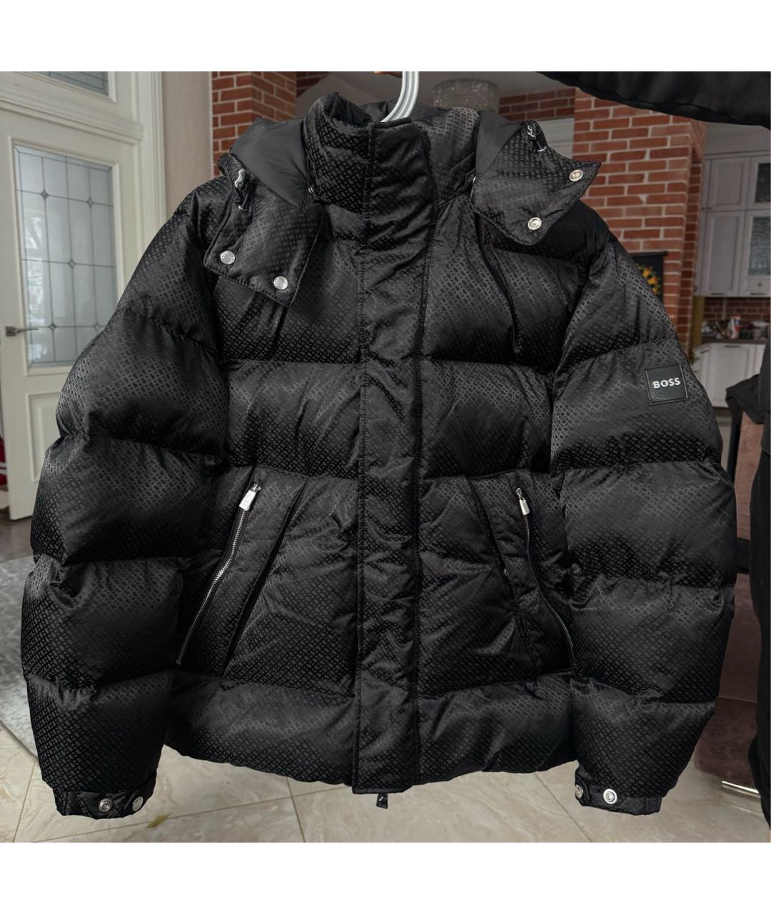 HUGO BOSS Черный полиэстеровый пуховик, фото 4