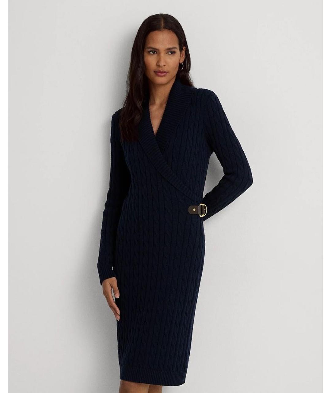 RALPH LAUREN Темно-синее хлопковое повседневное платье, фото 9