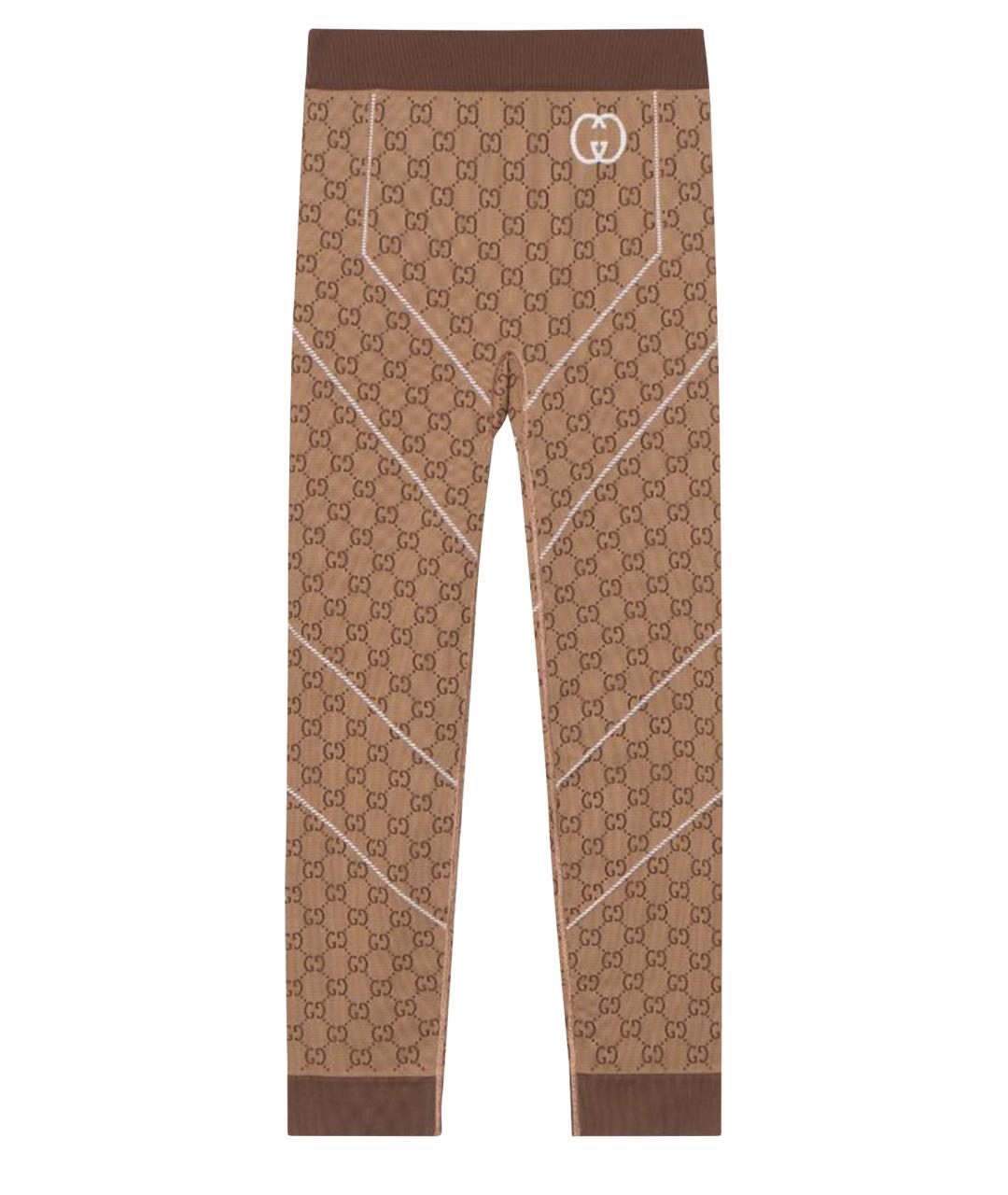 GUCCI Коричневые полиамидовые спортивные брюки и шорты, фото 1