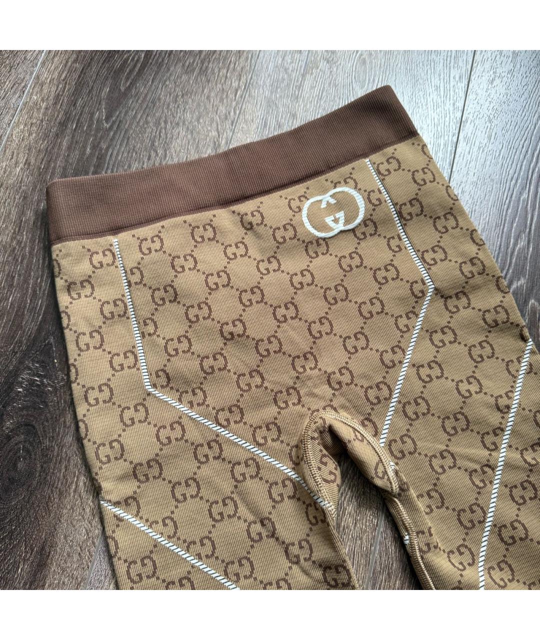 GUCCI Коричневые полиамидовые спортивные брюки и шорты, фото 3