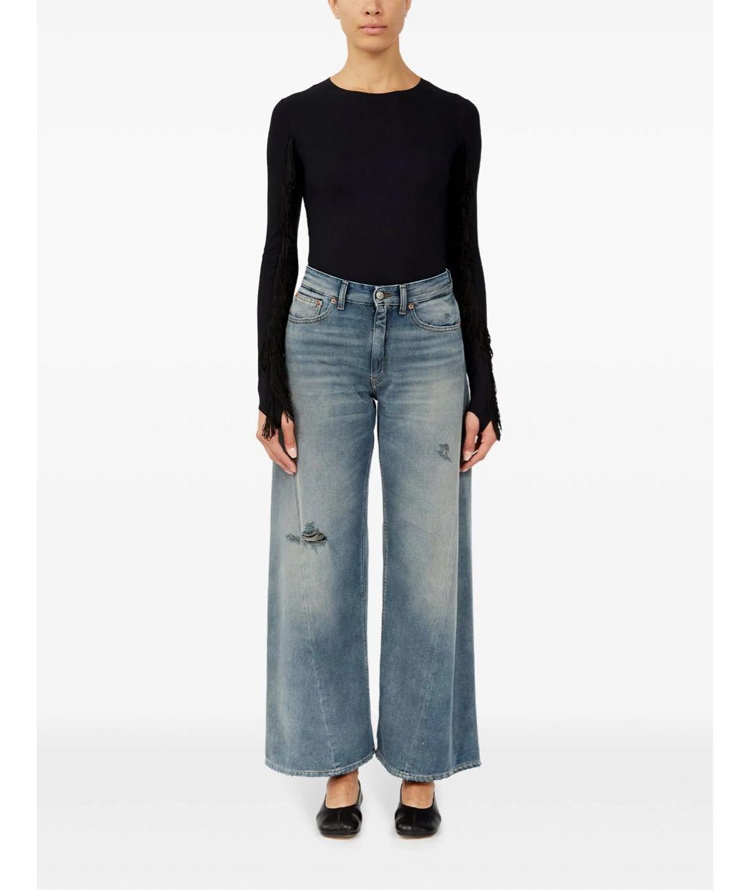 MM6 MAISON MARGIELA Синие хлопковые джинсы клеш, фото 2