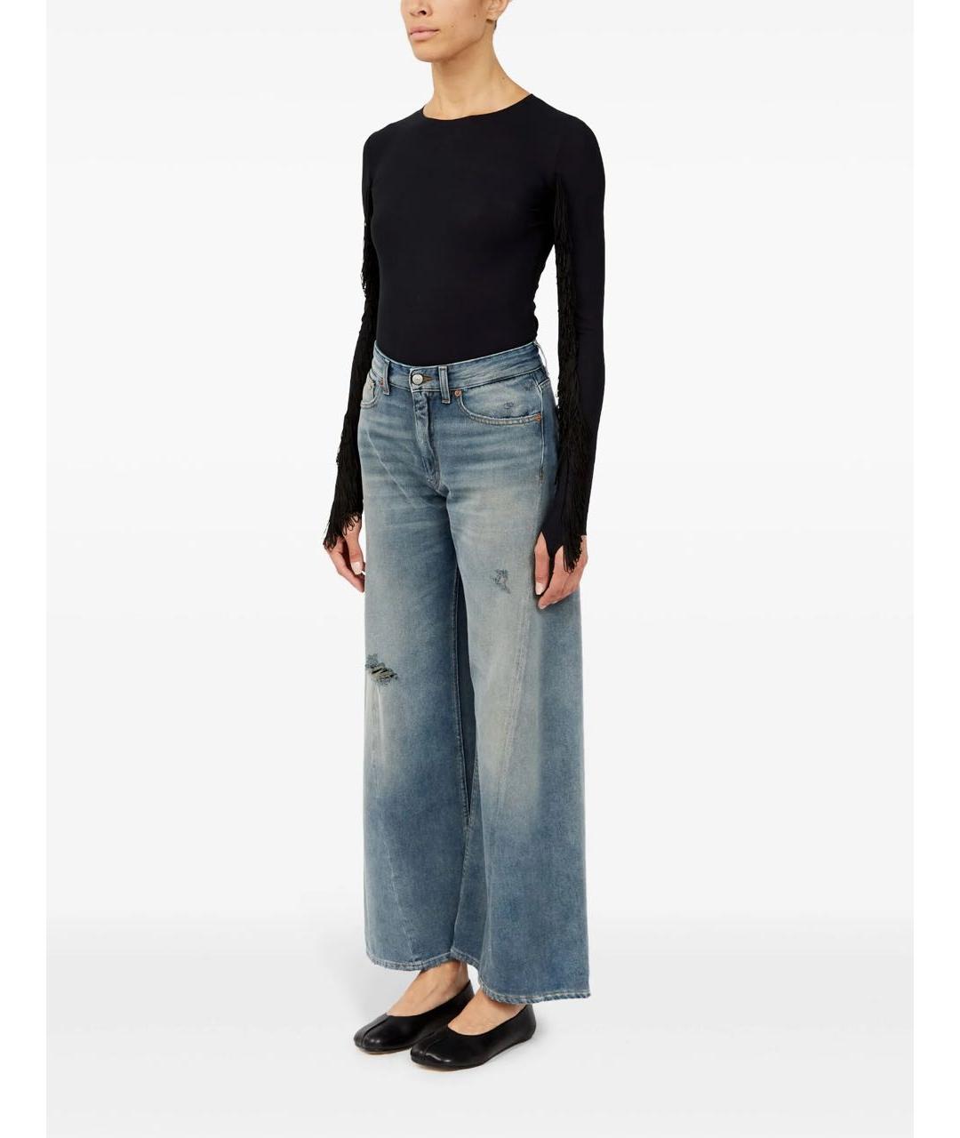 MM6 MAISON MARGIELA Синие хлопковые джинсы клеш, фото 4