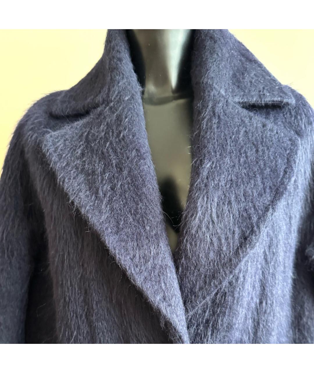 MAX MARA Темно-синее шерстяное пальто, фото 4