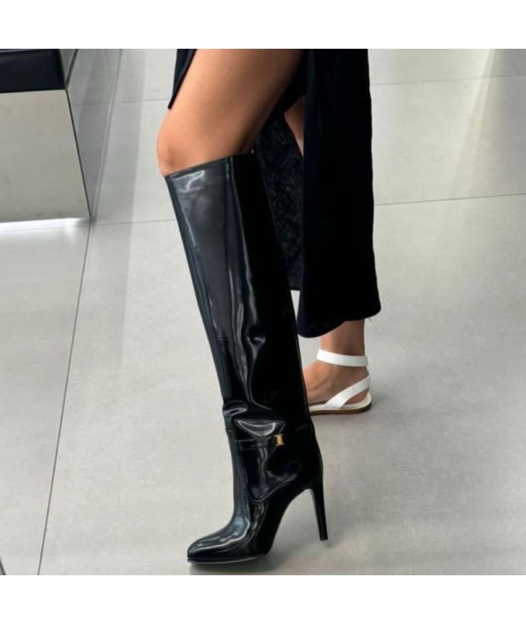 SAINT LAURENT Черные кожаные сапоги, фото 4