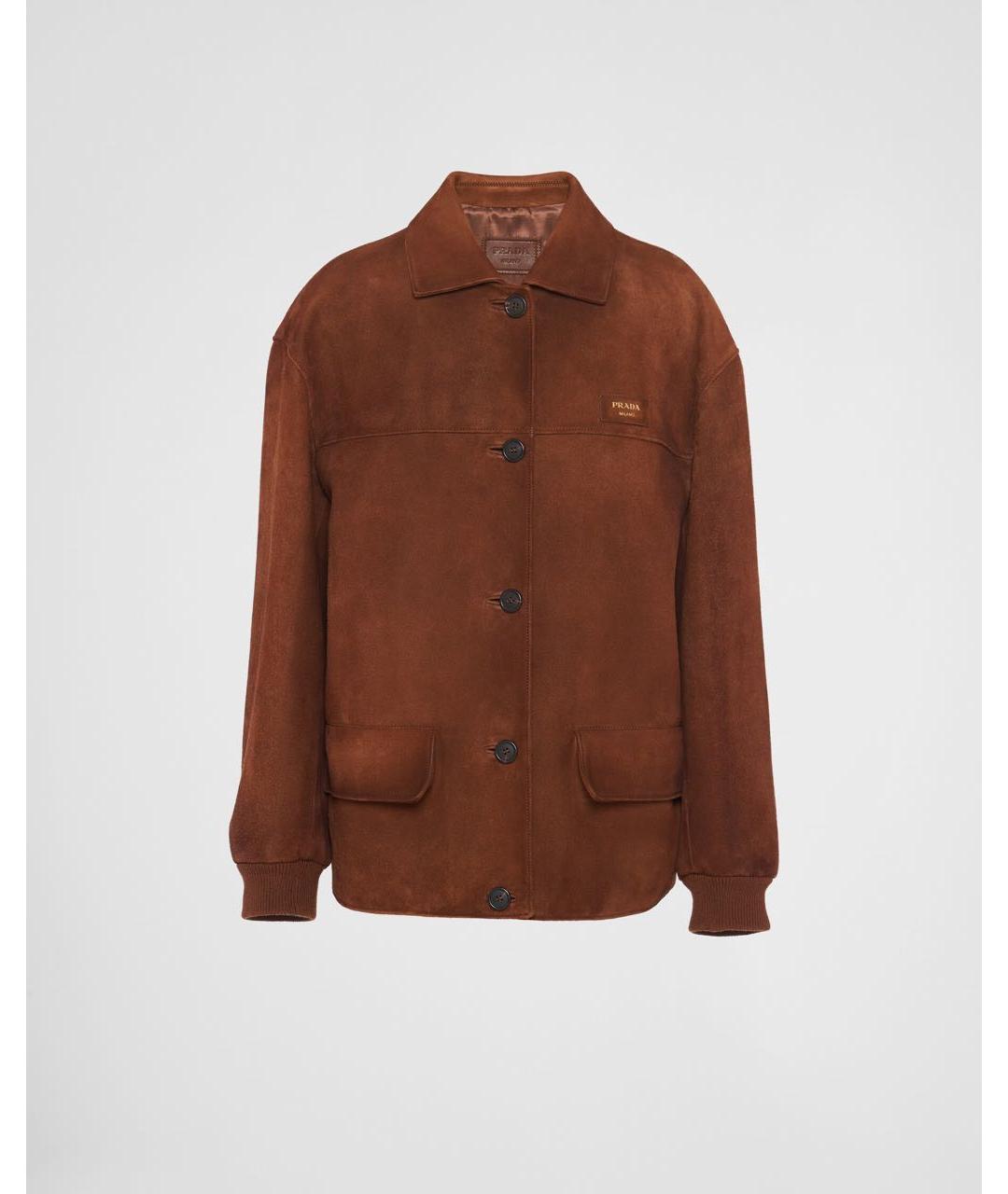 PRADA Коричневая кожаная куртка, фото 9