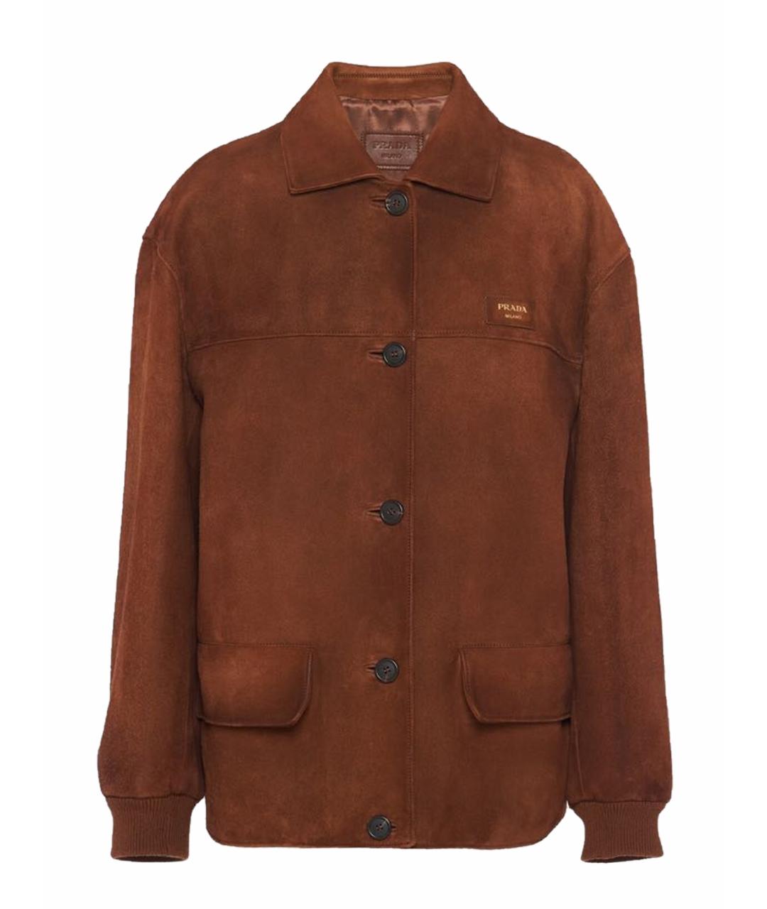 PRADA Коричневая кожаная куртка, фото 1