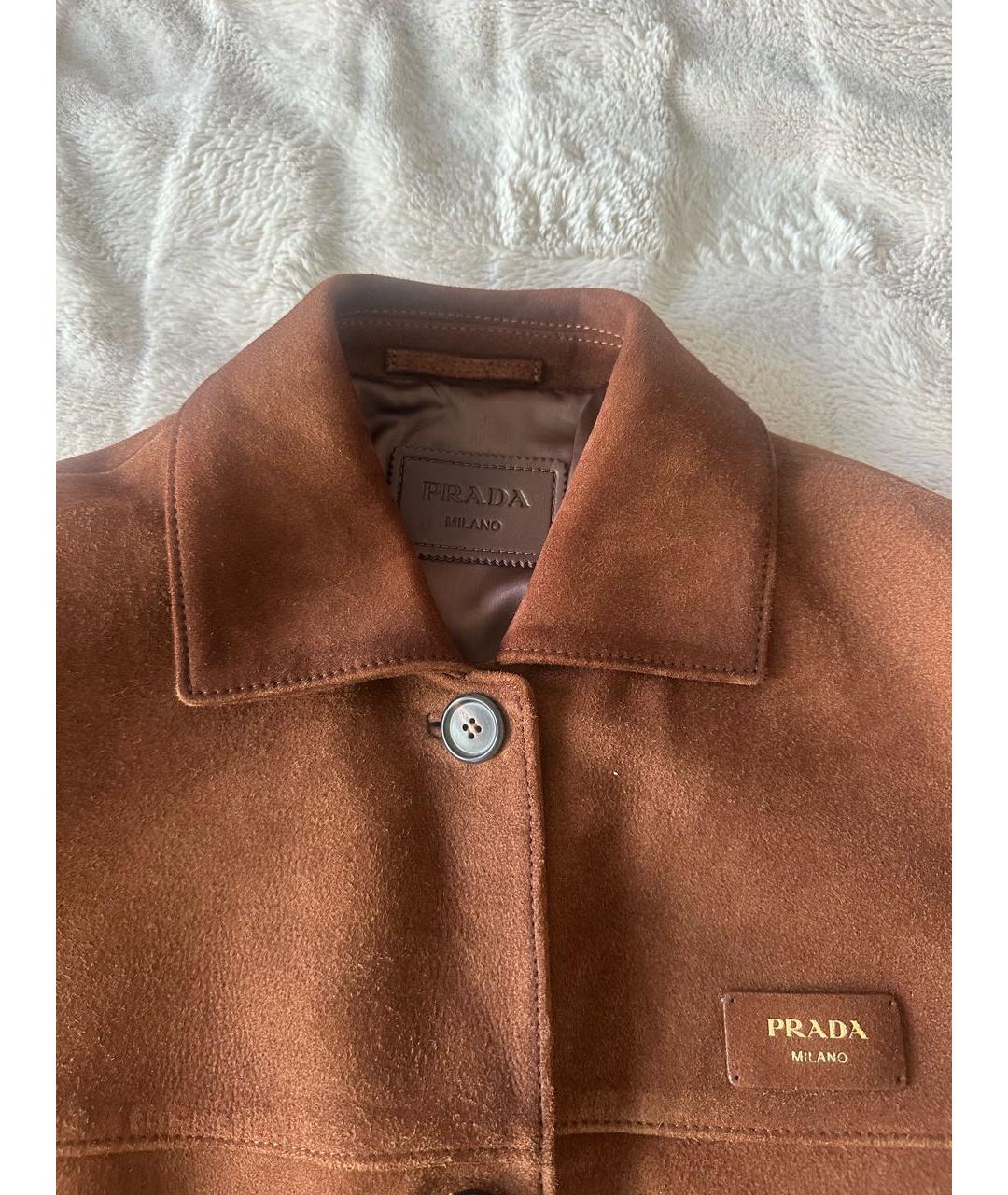 PRADA Коричневая кожаная куртка, фото 3