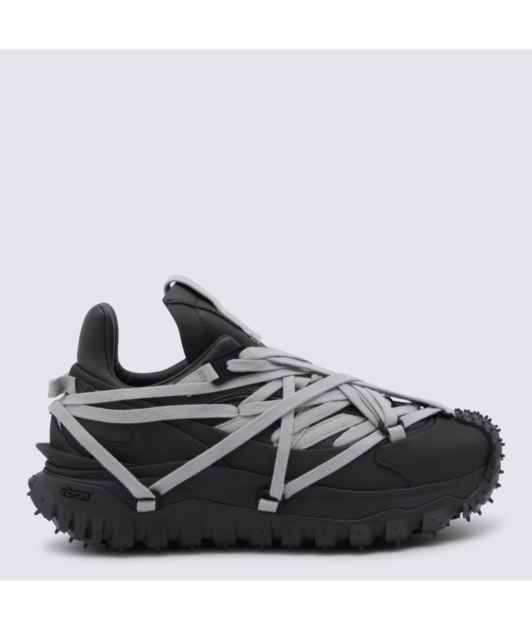 MONCLER Черные кожаные кроссовки, фото 5