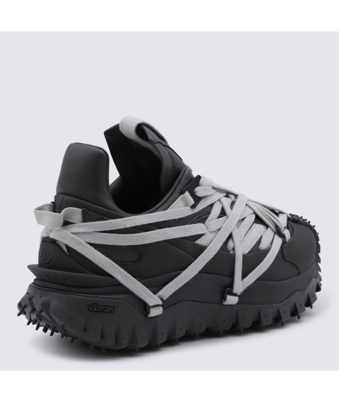 MONCLER Черные кожаные кроссовки, фото 3