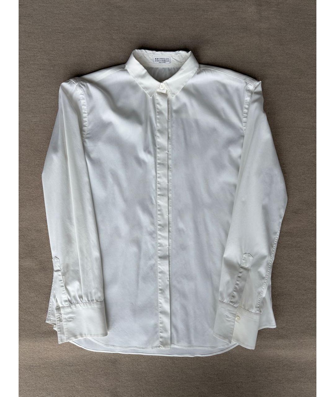 BRUNELLO CUCINELLI Белая хлопко-эластановая рубашка, фото 9