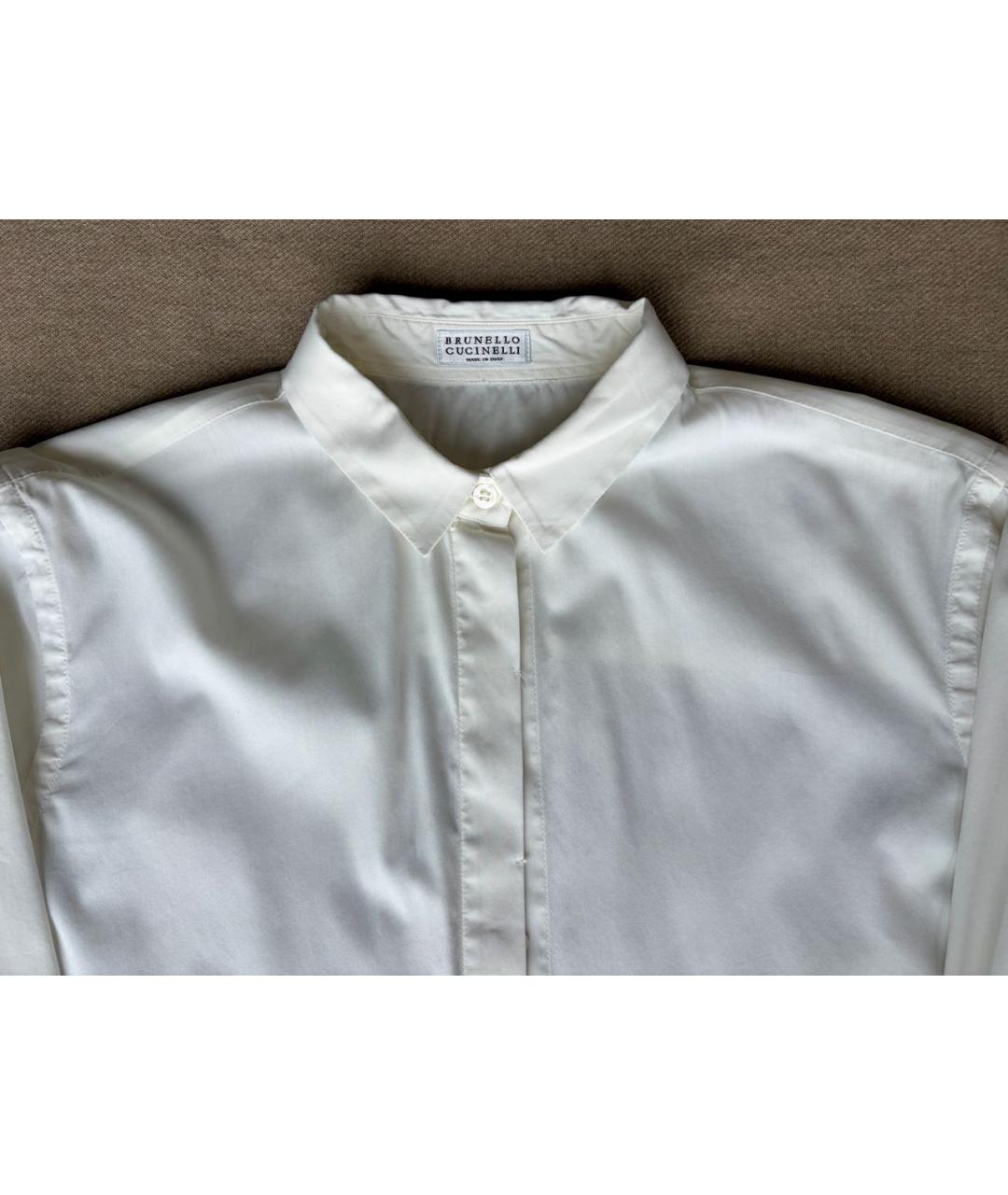 BRUNELLO CUCINELLI Белая хлопко-эластановая рубашка, фото 3