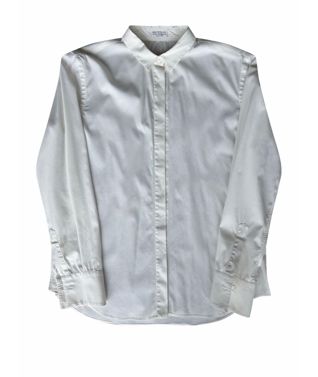 BRUNELLO CUCINELLI Белая хлопко-эластановая рубашка, фото 1