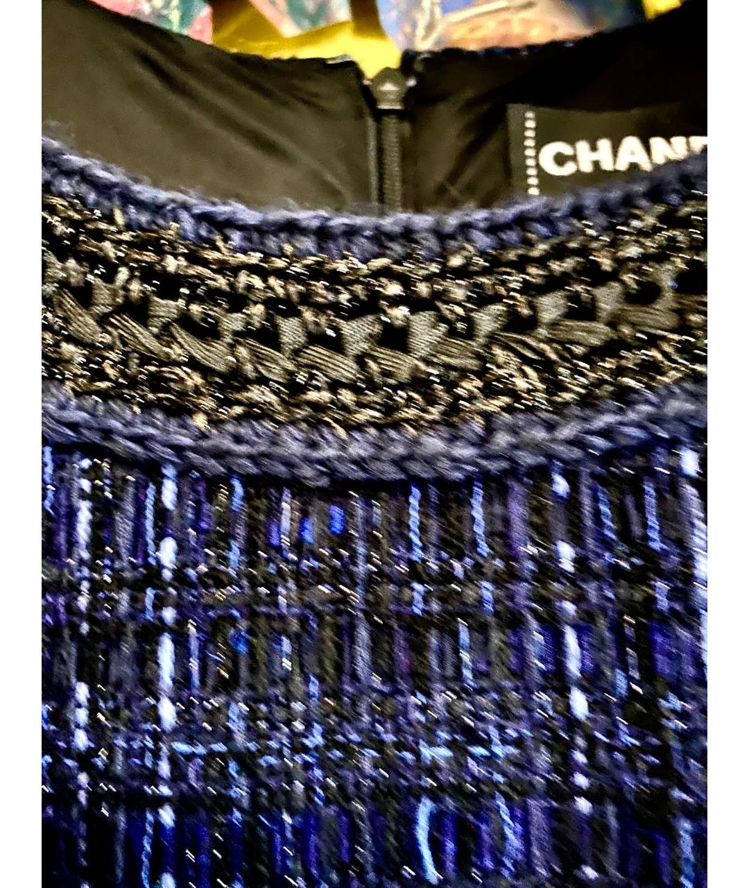 CHANEL Темно-синее твидовое повседневное платье, фото 5