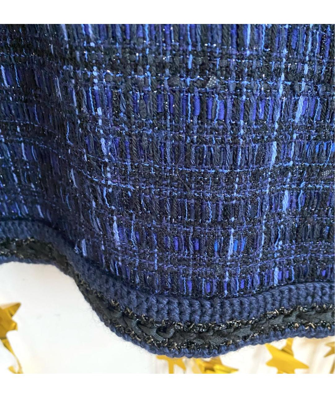 CHANEL Темно-синее твидовое повседневное платье, фото 4