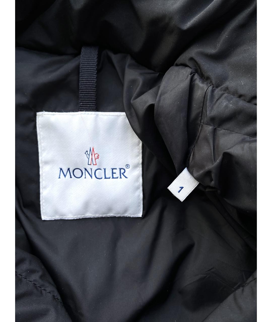 MONCLER Черный полиэстеровый пуховик, фото 8