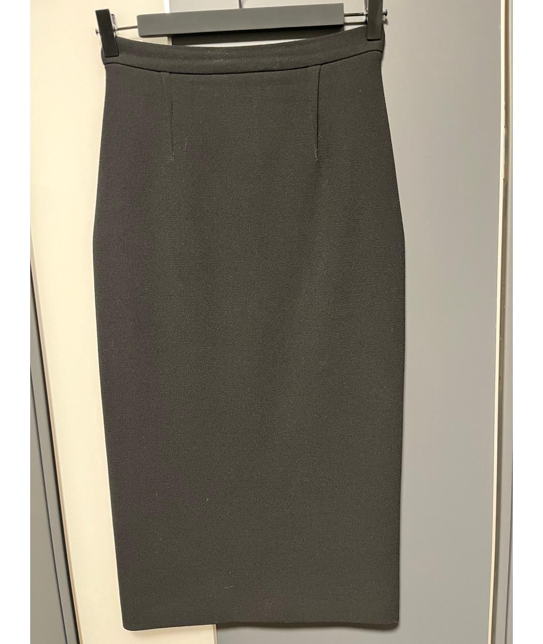 ROLAND MOURET Черная шерстяная юбка миди, фото 2