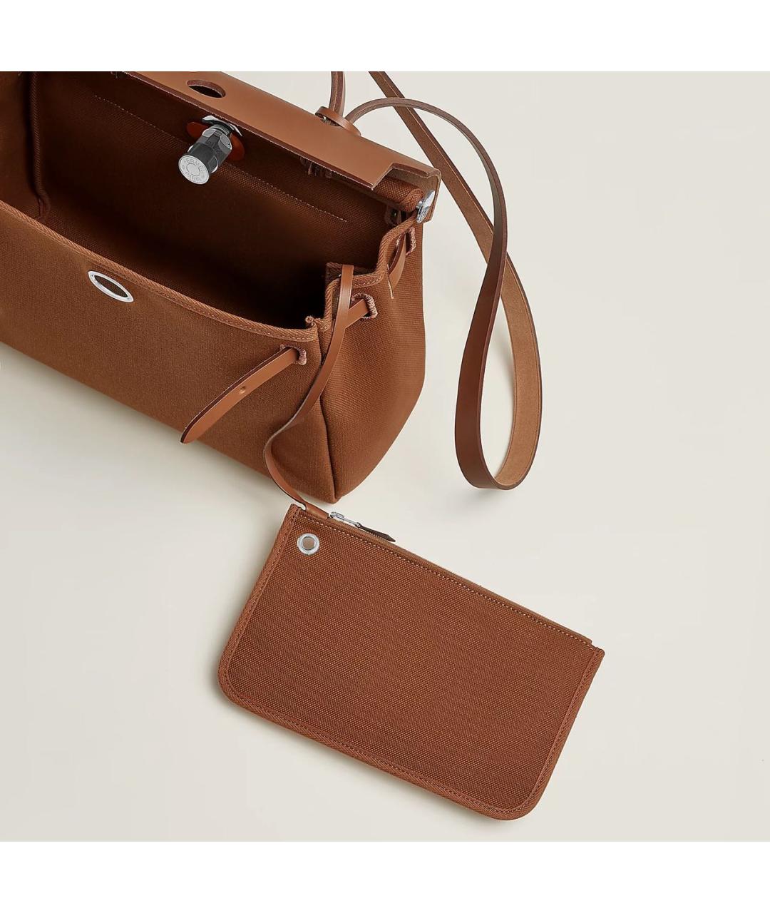 HERMES Коричневая тканевая сумка через плечо, фото 3