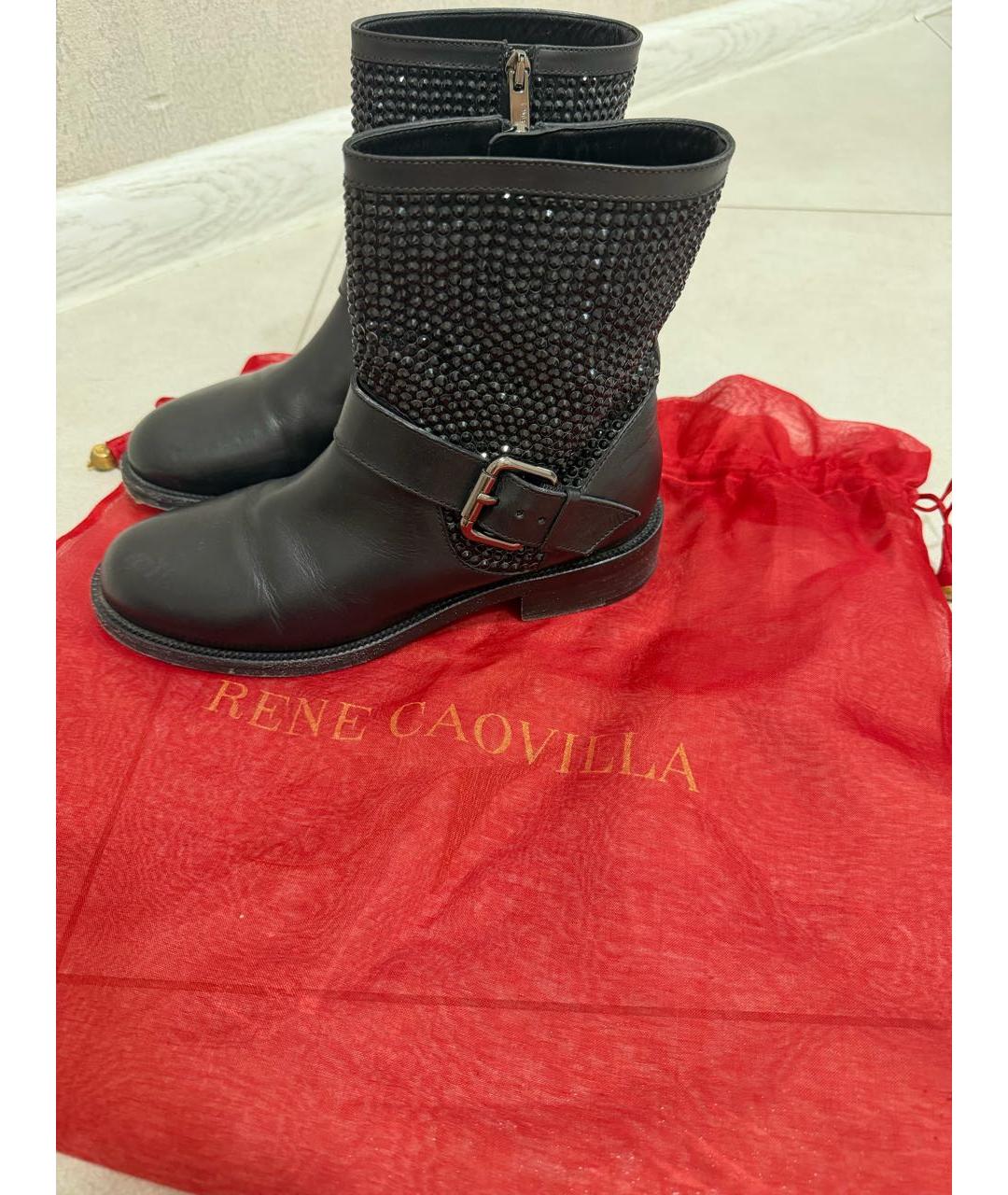 RENE CAOVILLA Черные кожаные сапоги, фото 3