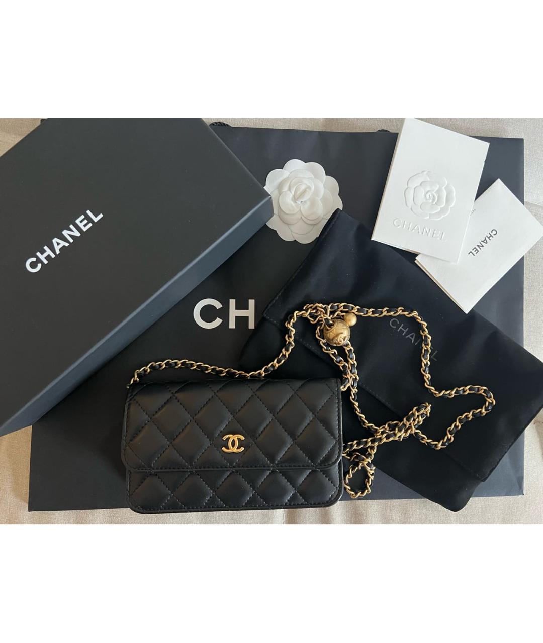 CHANEL Черная кожаная сумка через плечо, фото 6