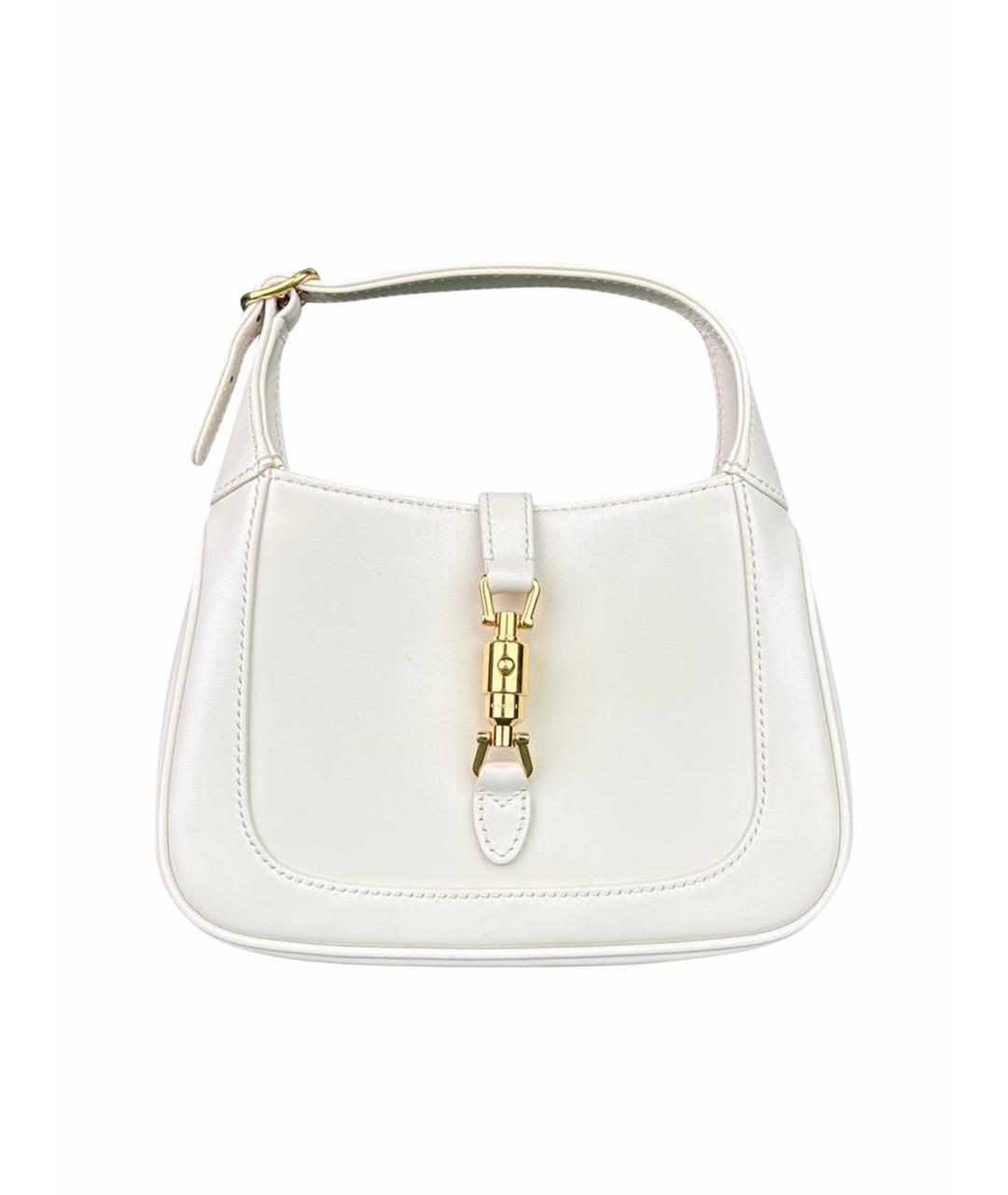 GUCCI Белая кожаная сумка с короткими ручками, фото 1