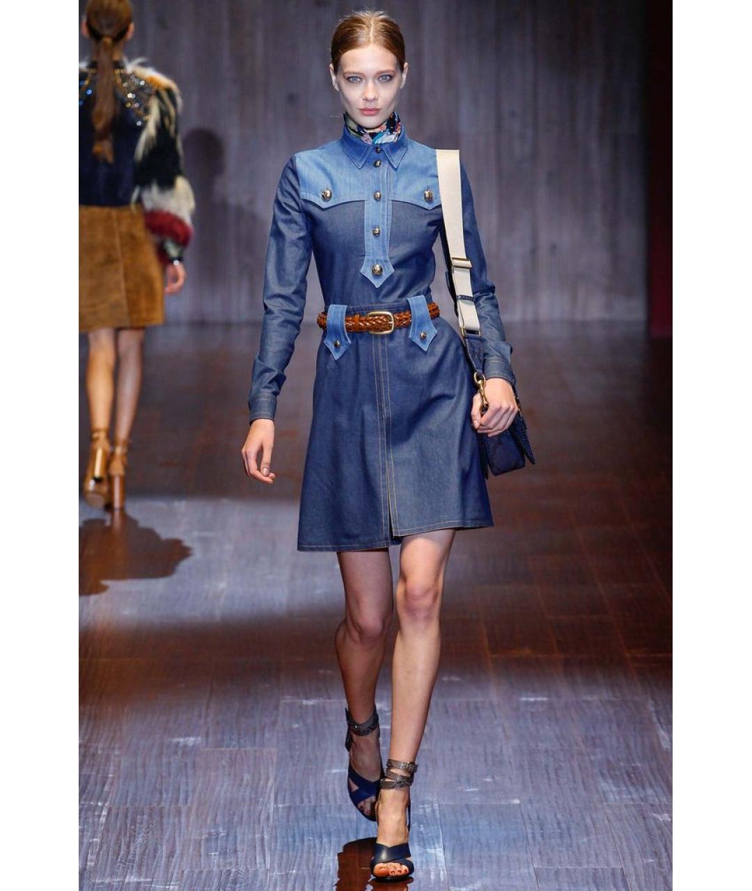 GUCCI Синее деним повседневное платье, фото 4