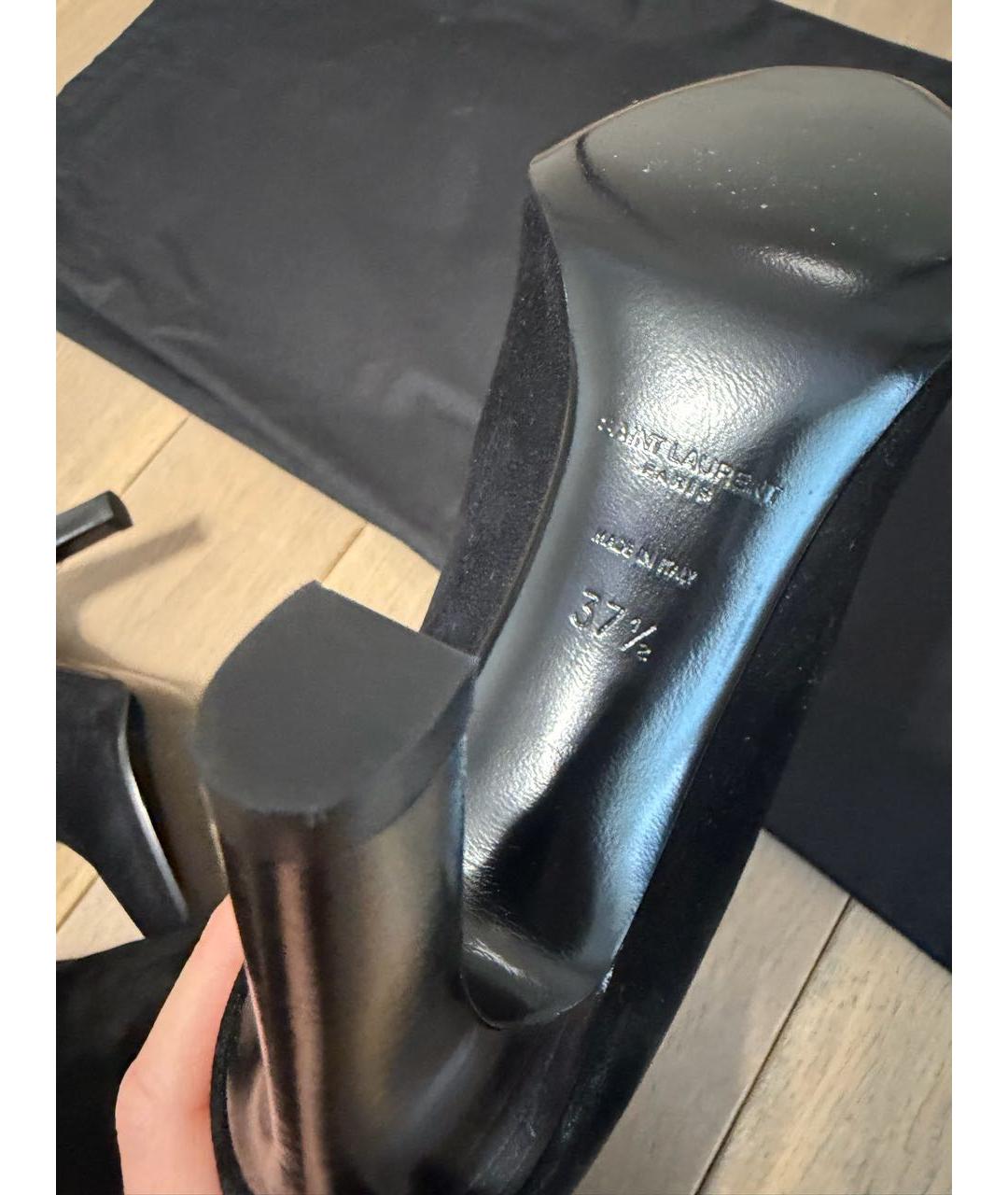 SAINT LAURENT Черные замшевые ботфорты, фото 6