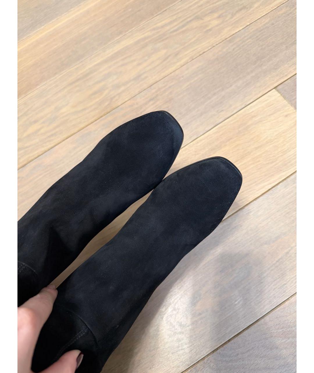 SAINT LAURENT Черные замшевые ботфорты, фото 4