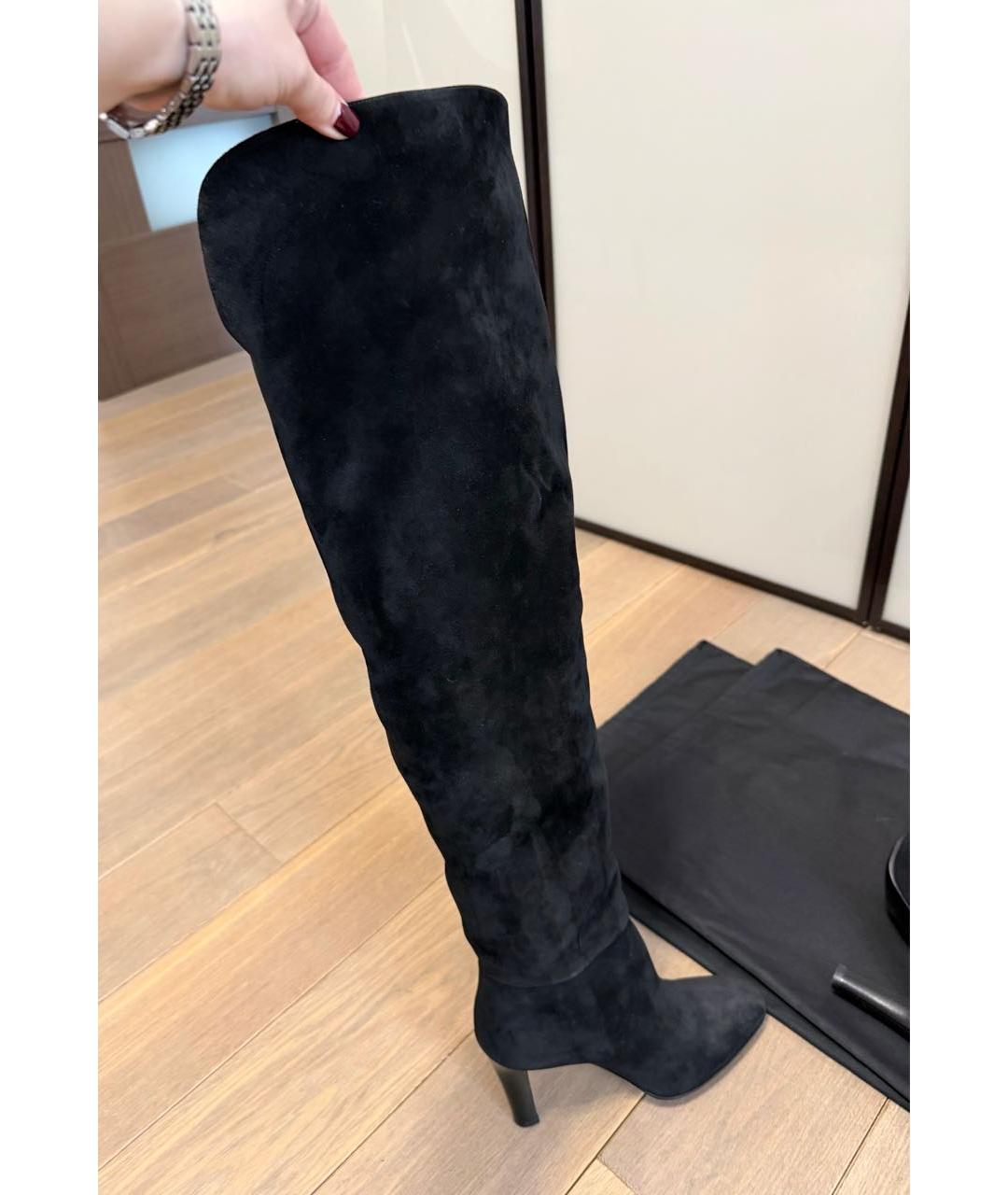 SAINT LAURENT Черные замшевые ботфорты, фото 3
