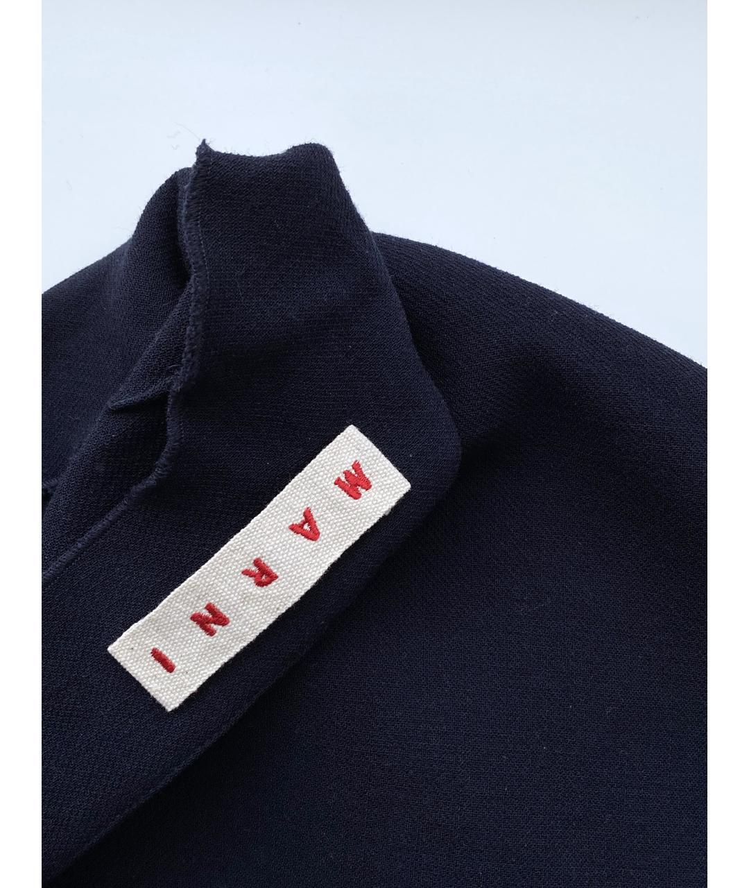 MARNI Темно-синее шерстяное повседневное платье, фото 7