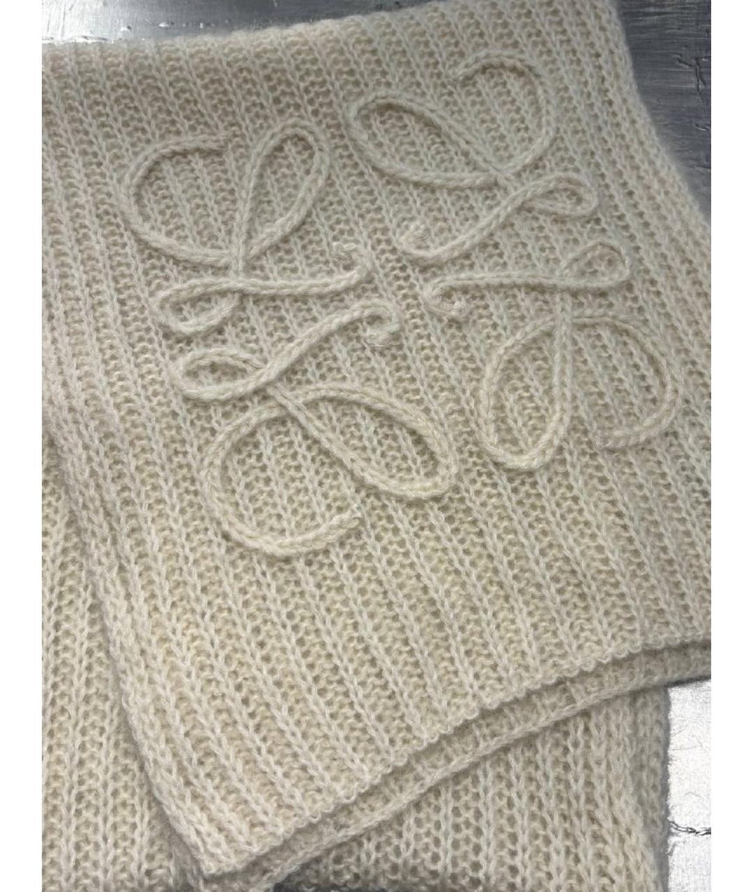 LOEWE Белый шерстяной шарф, фото 2