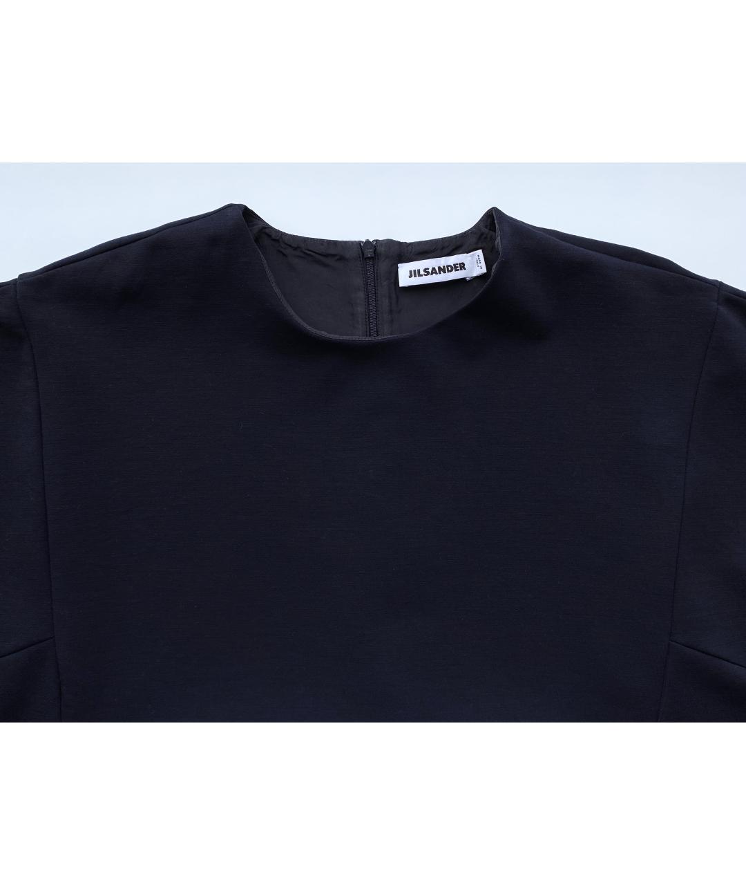 JIL SANDER Темно-синее шерстяное повседневное платье, фото 3