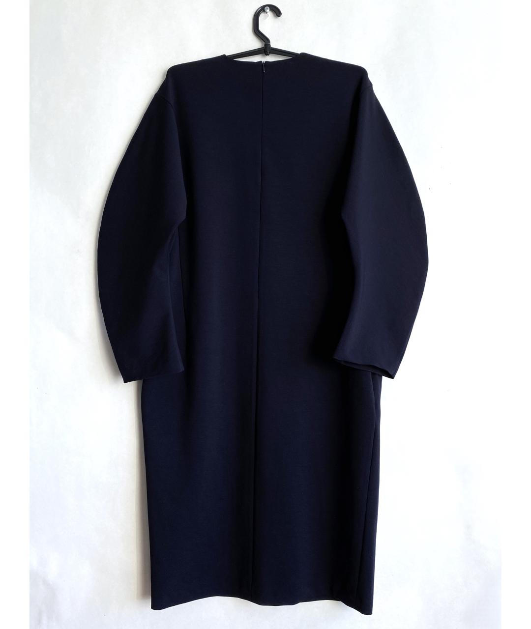 JIL SANDER Темно-синее шерстяное повседневное платье, фото 2