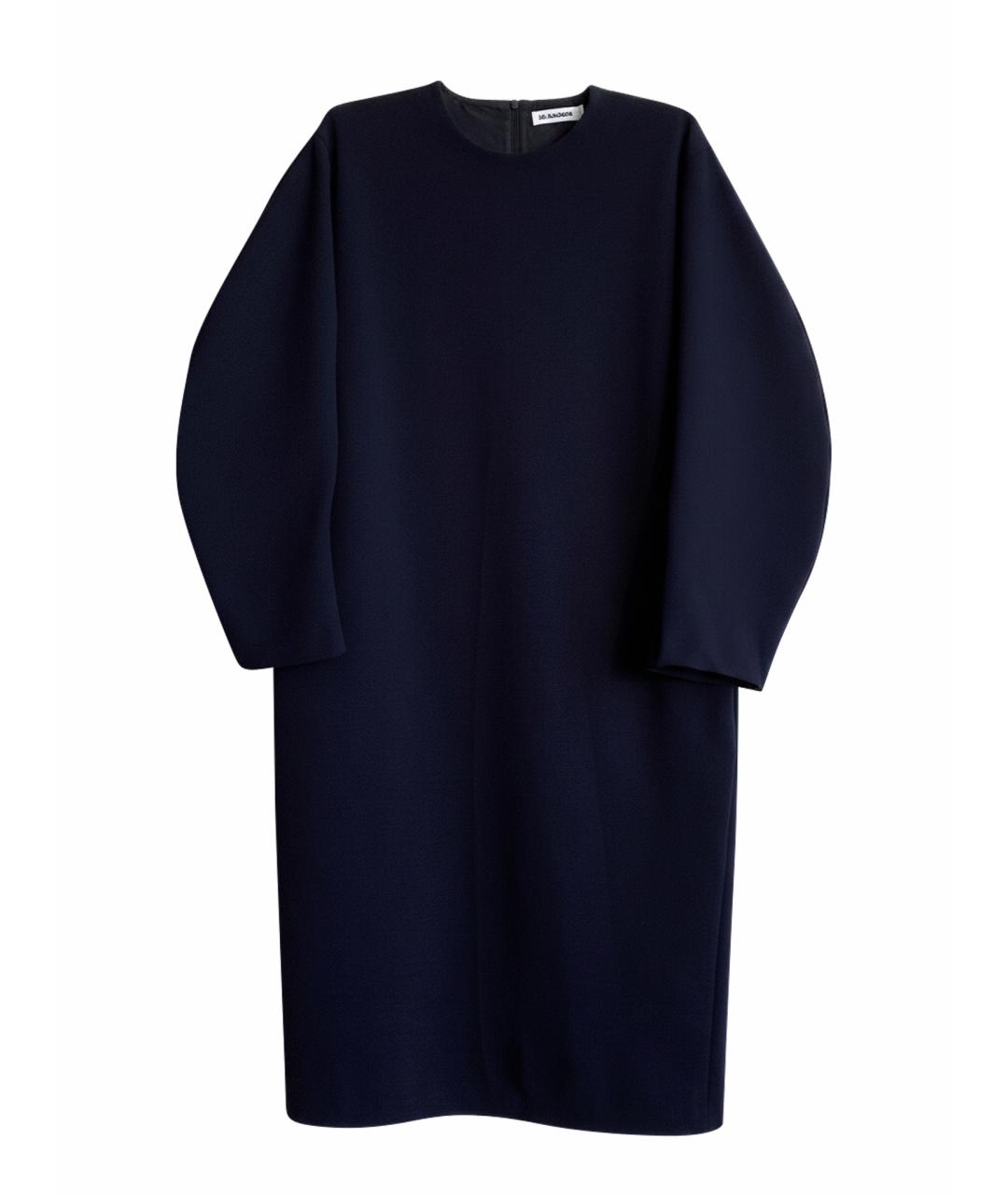 JIL SANDER Темно-синее шерстяное повседневное платье, фото 1