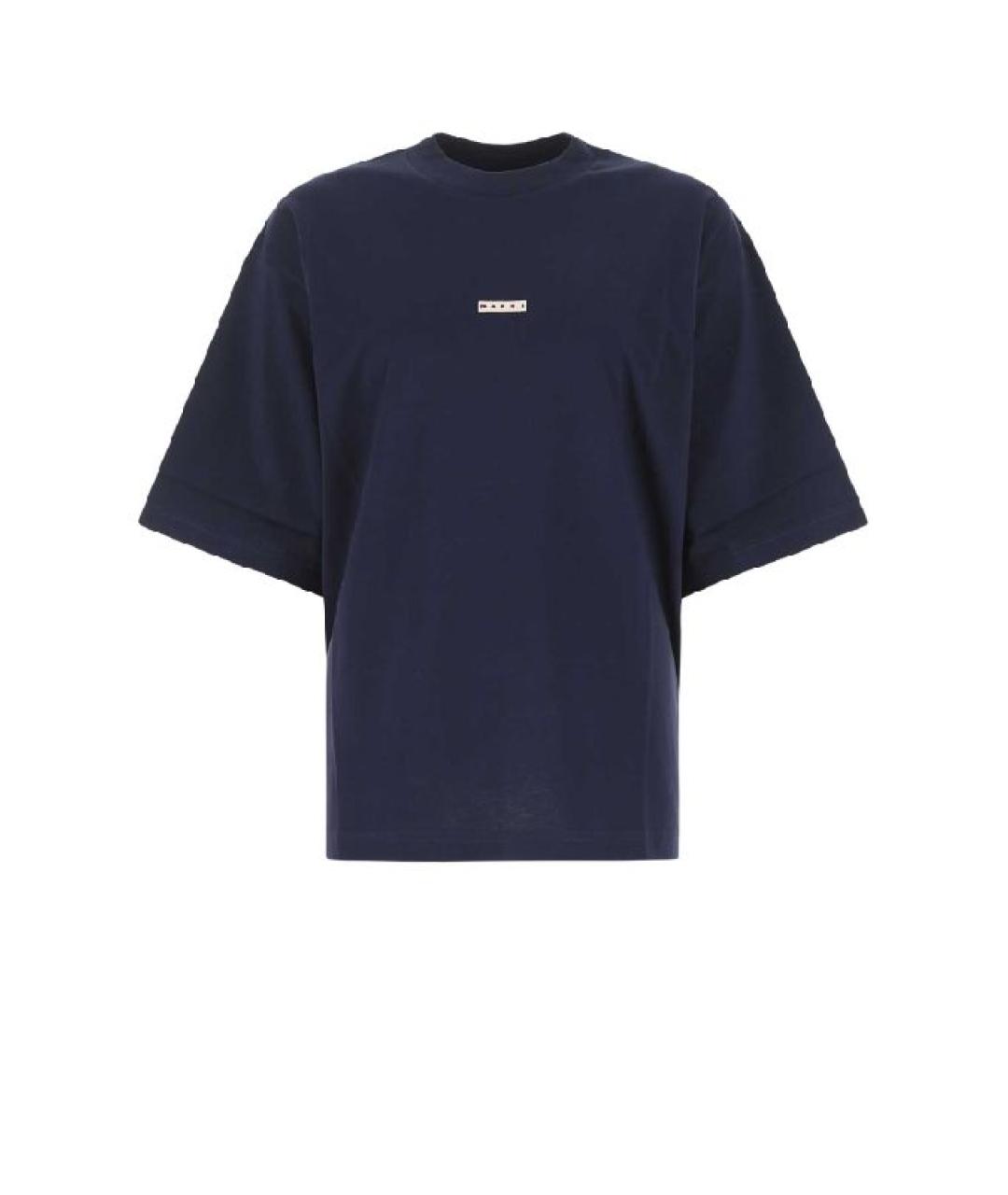 MARNI Темно-синяя хлопковая футболка, фото 3