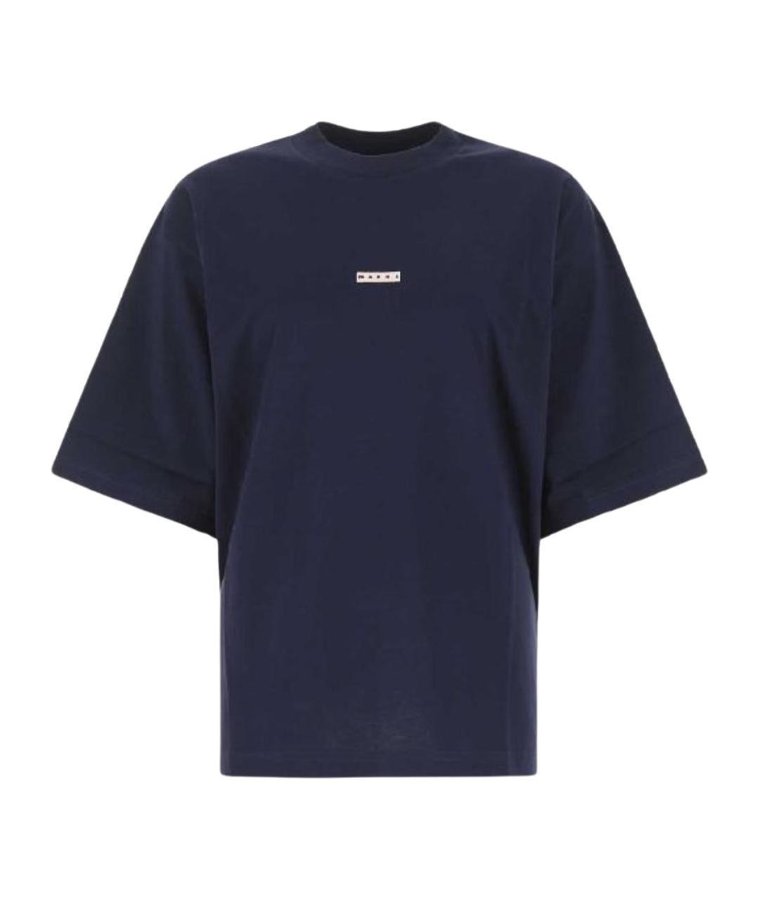 MARNI Темно-синяя хлопковая футболка, фото 1