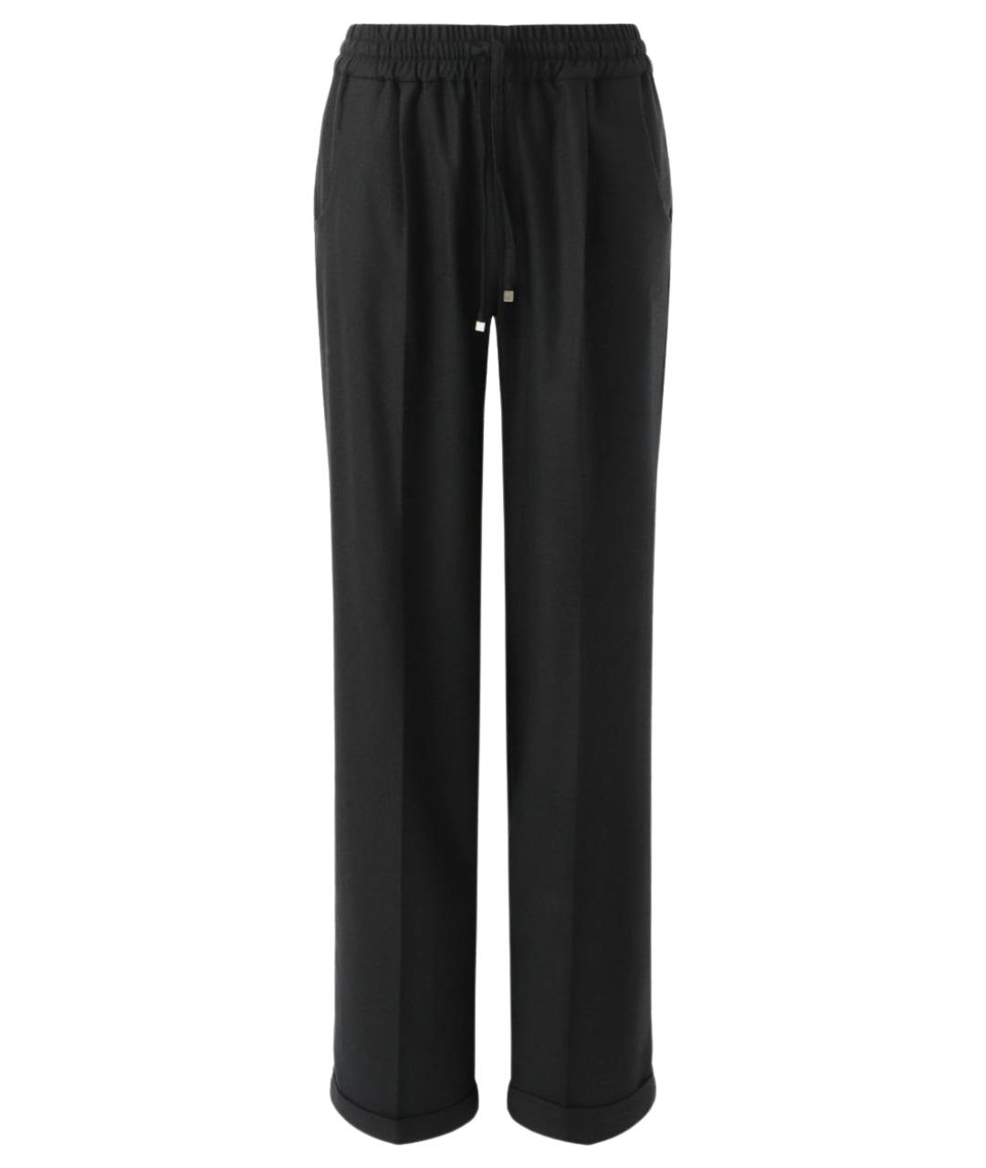 KITON Черные шерстяные прямые брюки, фото 1