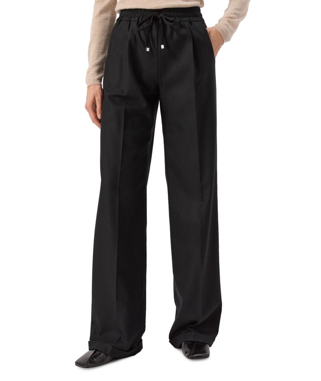 KITON Черные шерстяные прямые брюки, фото 3