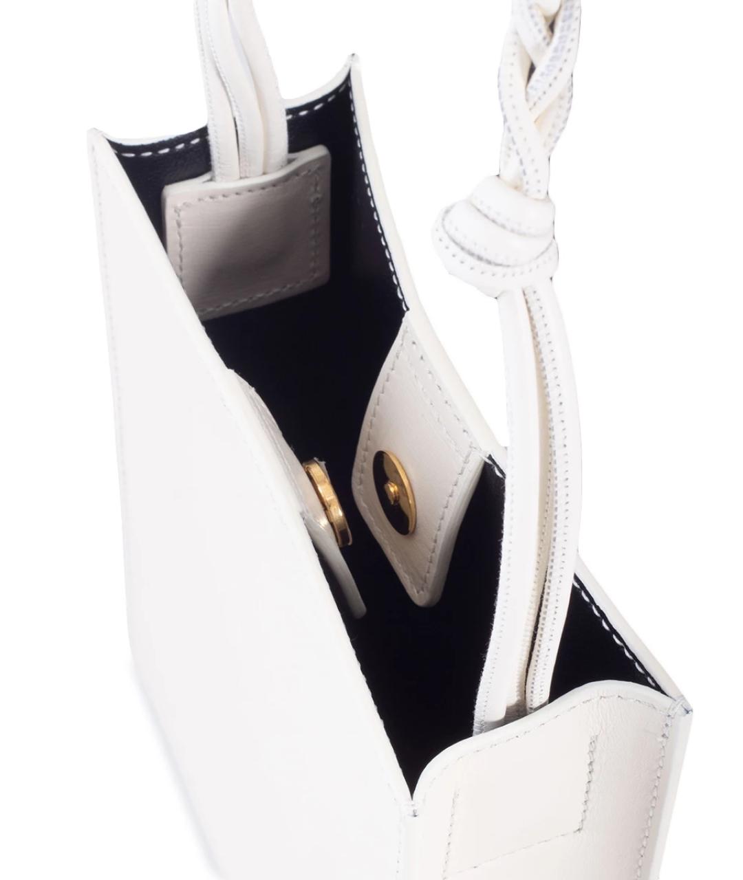 JIL SANDER Белая кожаная сумка через плечо, фото 4