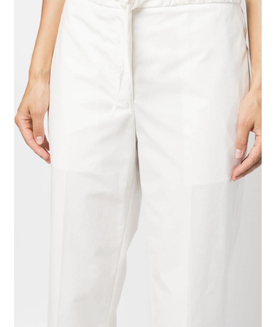 JIL SANDER Белые хлопковые прямые брюки, фото 3