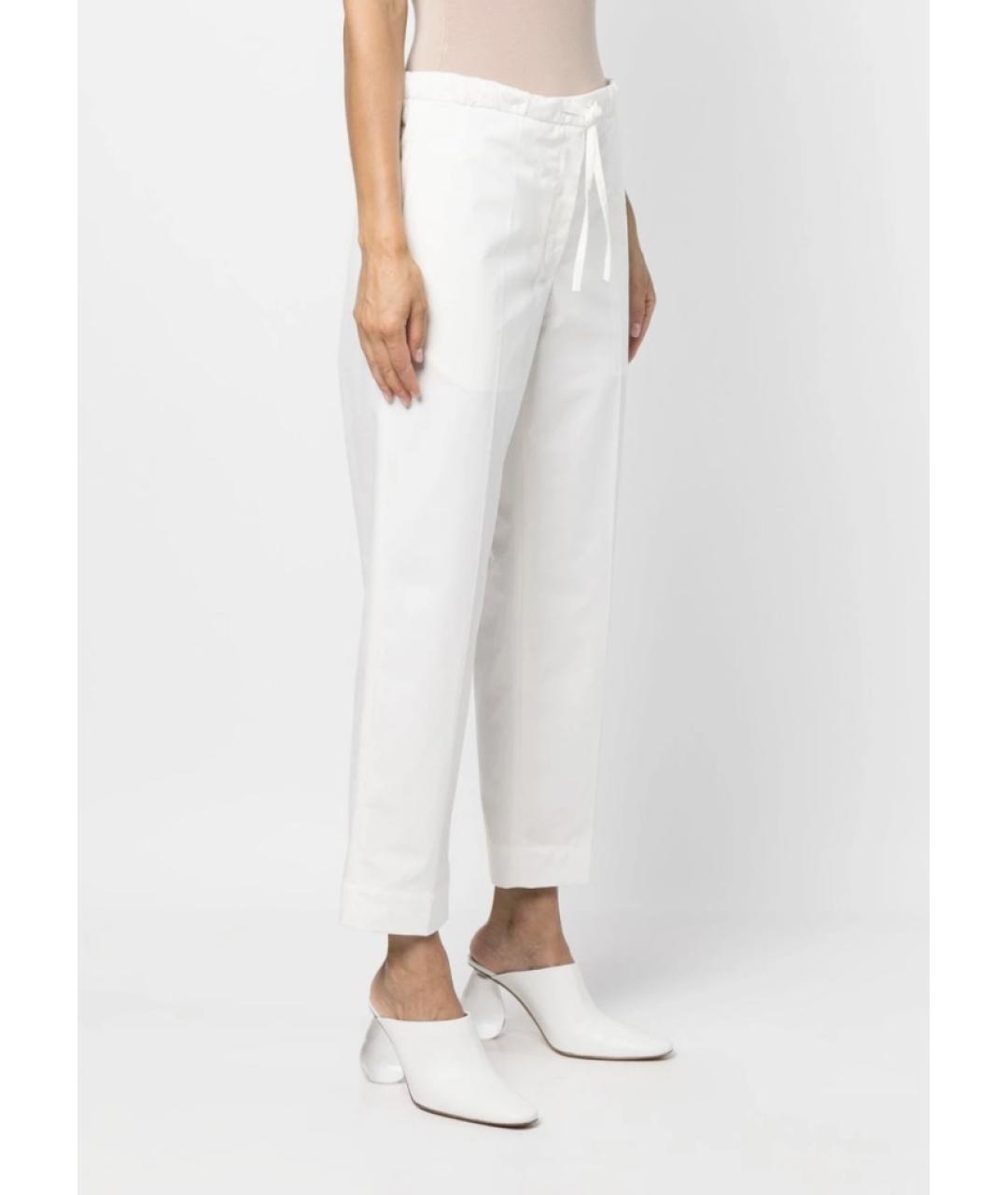 JIL SANDER Белые хлопковые прямые брюки, фото 2