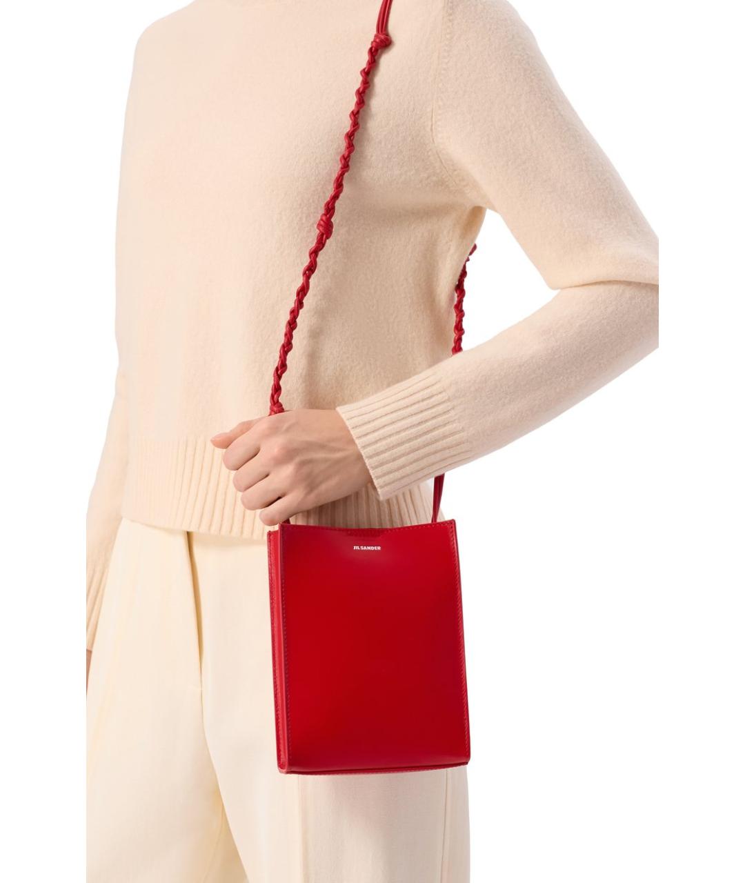 JIL SANDER Красная кожаная сумка через плечо, фото 2
