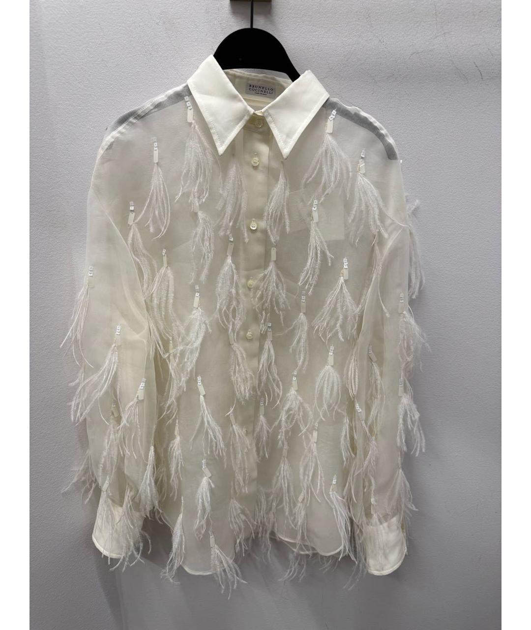 BRUNELLO CUCINELLI Белая шелковая блузы, фото 5