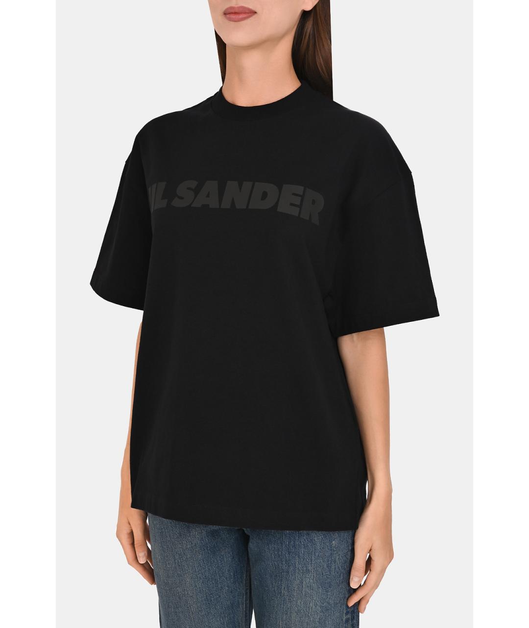 JIL SANDER Черная хлопковая футболка, фото 3