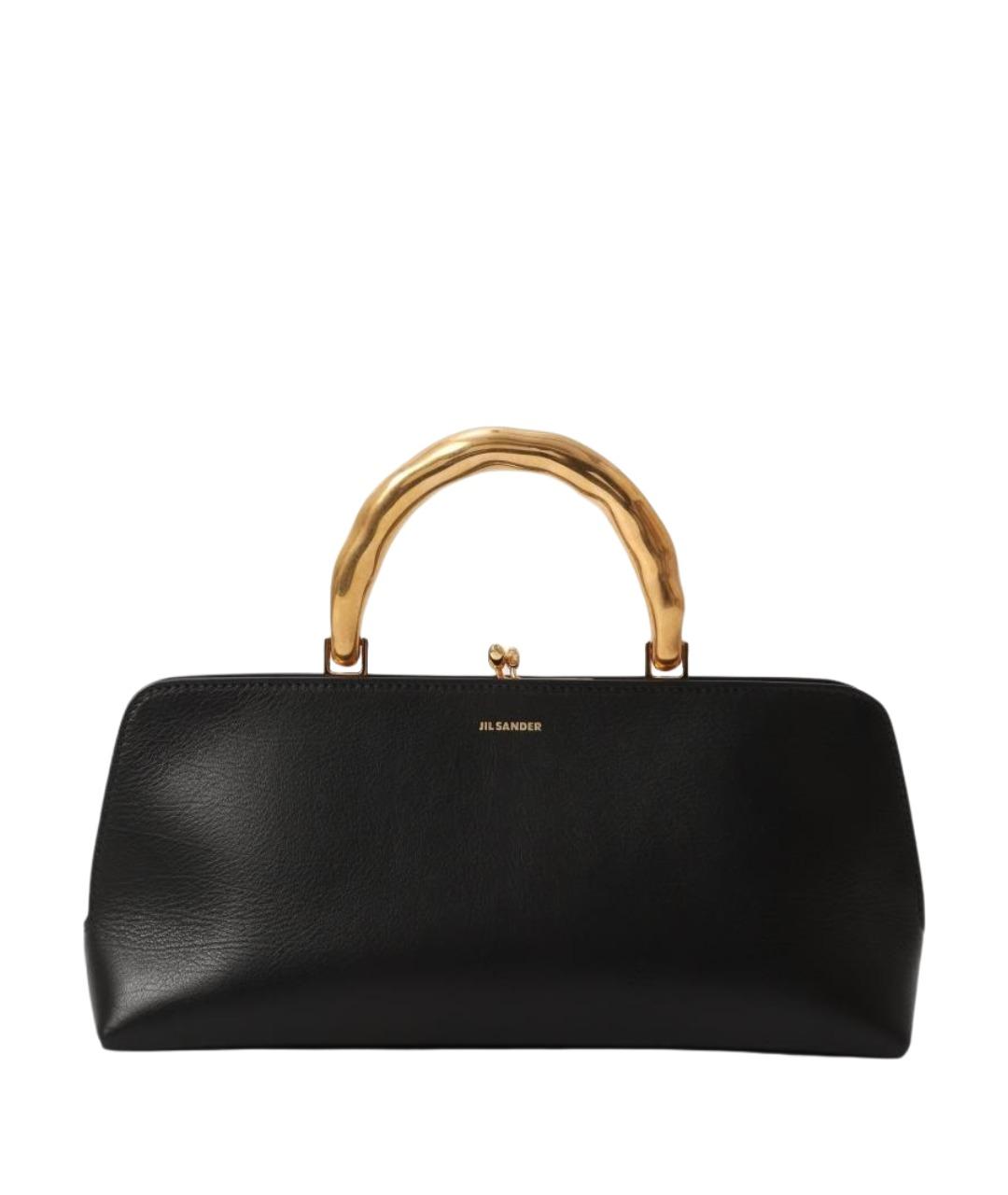 JIL SANDER Черная кожаная сумка с короткими ручками, фото 1