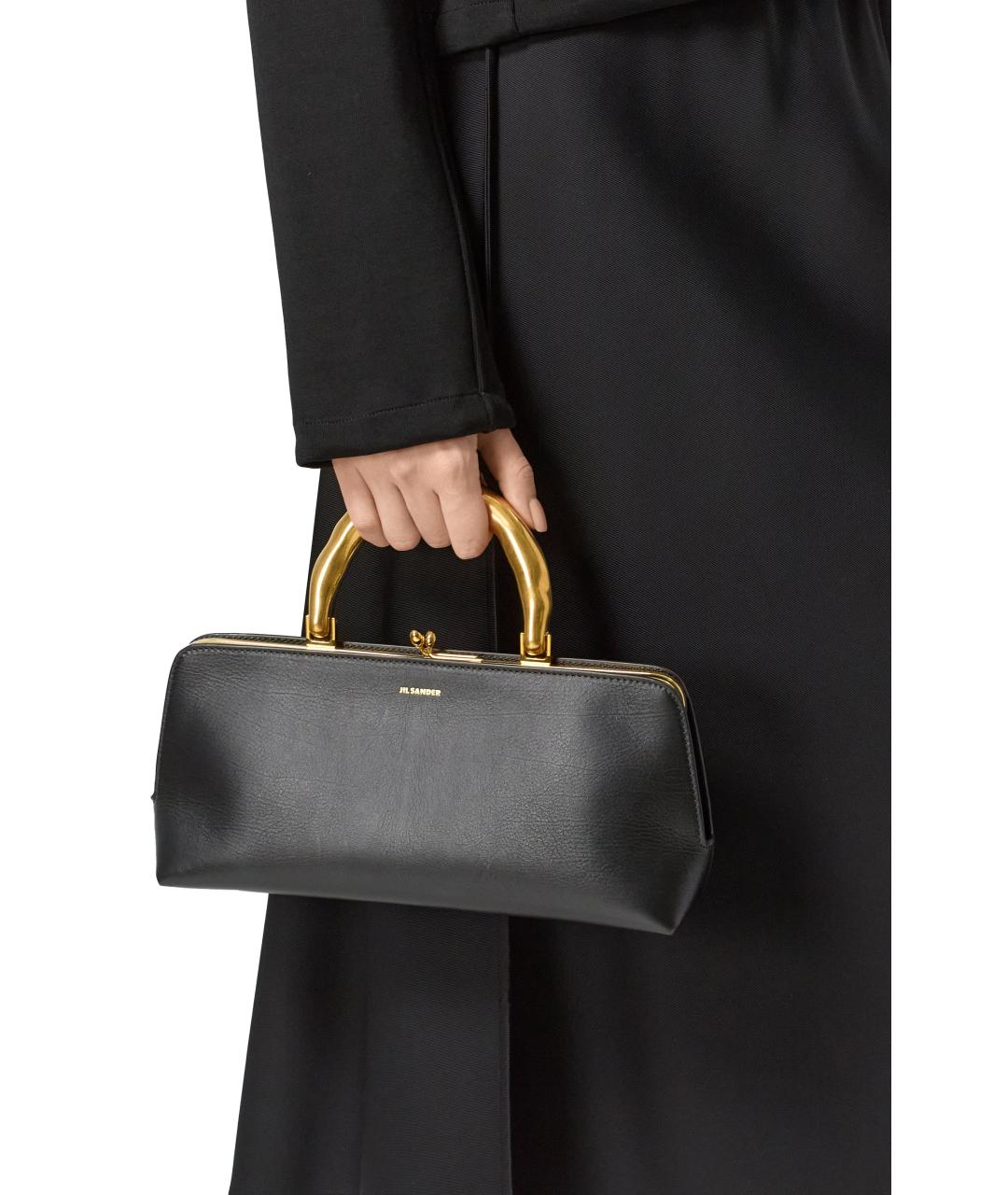 JIL SANDER Черная кожаная сумка с короткими ручками, фото 4